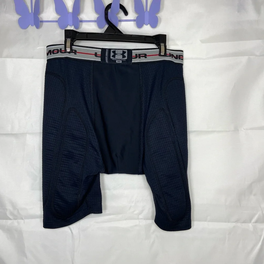 Under Armour boy’s youth solid black‎ sliding shorts padded sport stretch medium - Picture 4 of 6